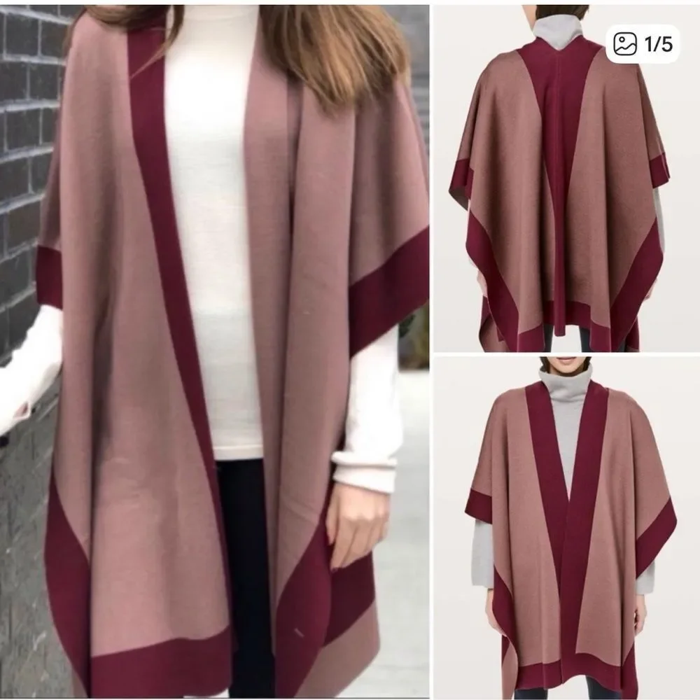 Lululemon Bundle Up Wrap shawl Merino wool in Spanish Oak Savanna